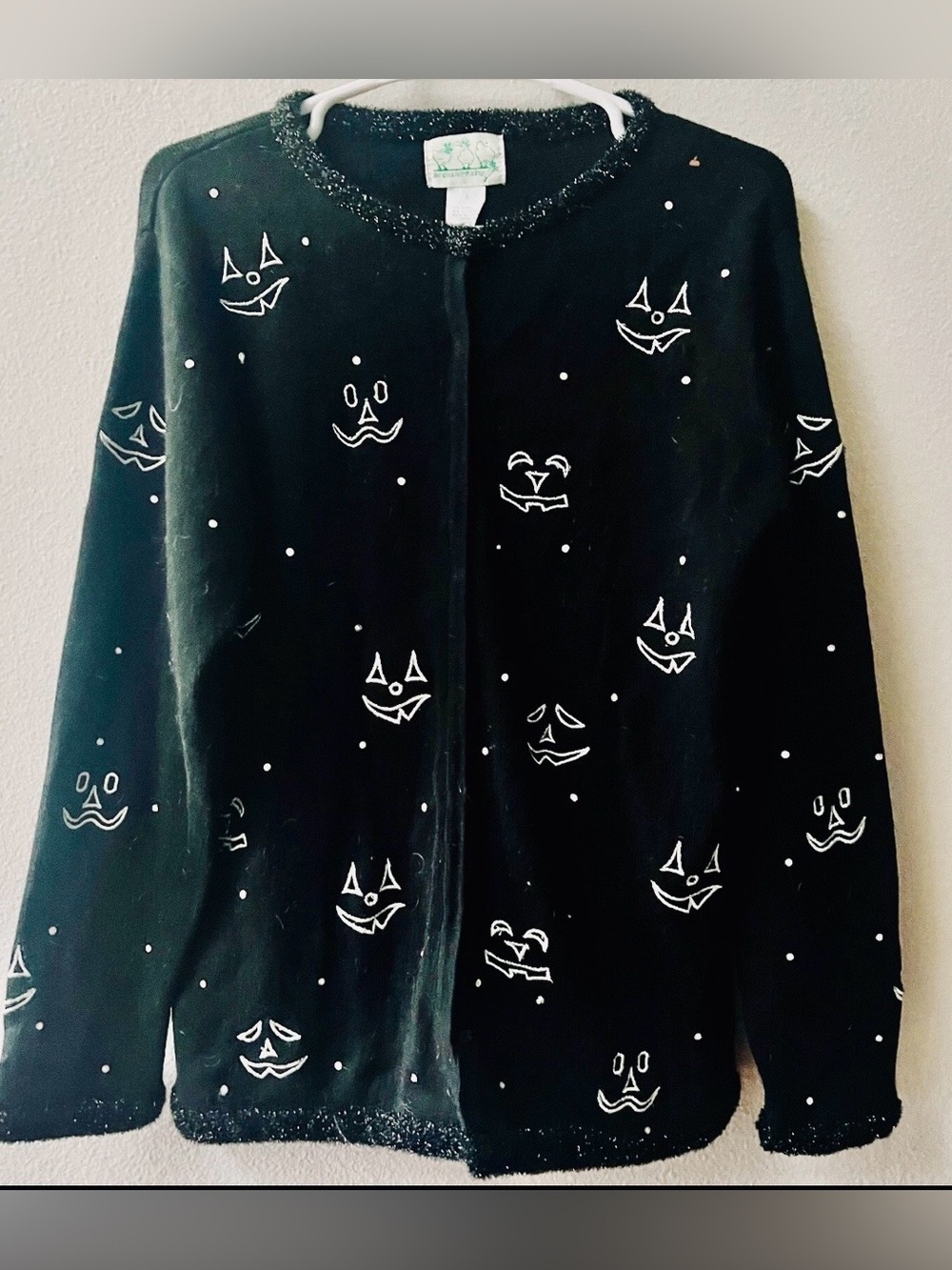 QUACKER FACTORY MIDNIGHT JACK-O-LANTERN FACES SNAP UP CARDIGAN WOMENS SIZE S - Picture 2 of 7